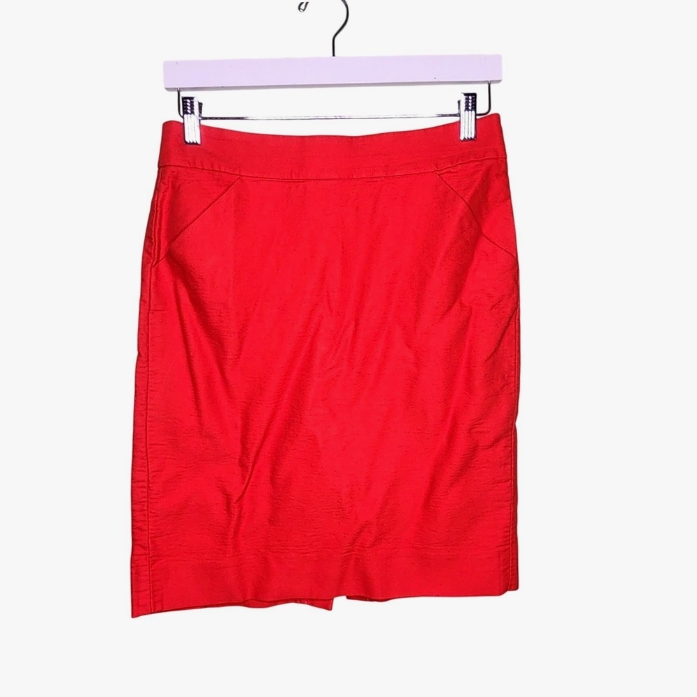 J.Crew The Pencil Skirt‎ Red Cotton Textured Knee Length Size 6 Career Work
